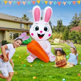 5 Ft Easter Inflatables Easter Decorations, Blow up Easter Bunny with LED Lights Baskets Light up Easter Decor