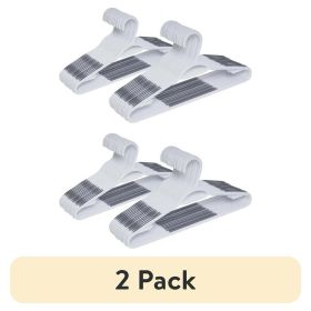 (2 pack) Non-Slip Clothing Hangers, 30 Pack, White, Durable Plastic, TPE Strips